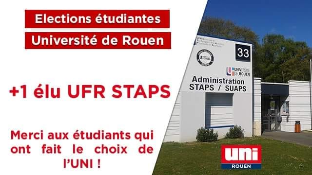 Image L’UNI Rouen gagne un élu en UFR STAPS !