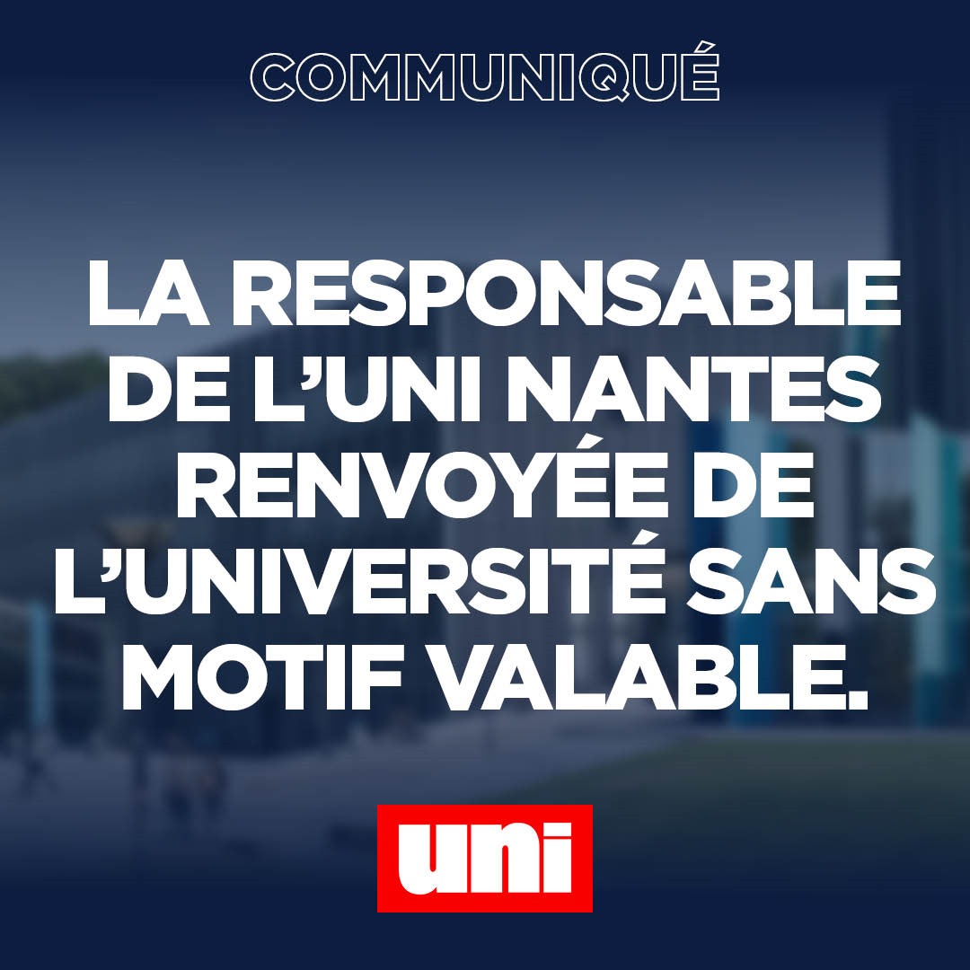 Image La responsable de l’UNI Nantes renvoyée de l’université